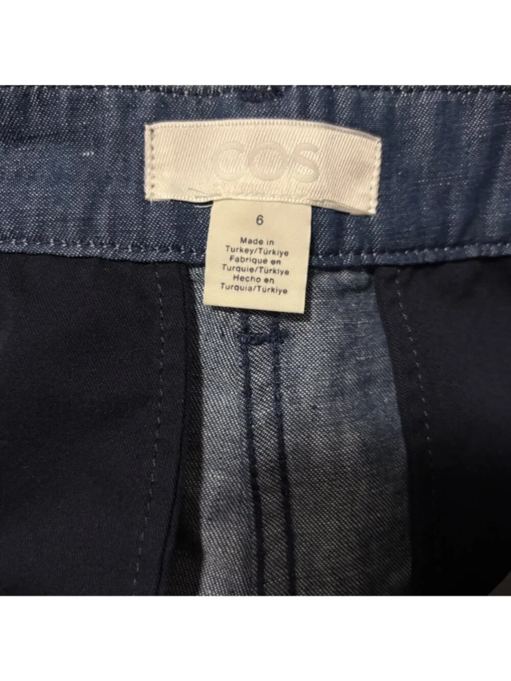 COS Linen Blend Wide Leg Pants Size 6 High-Waist Pleated Front Relaxed Fit Blue